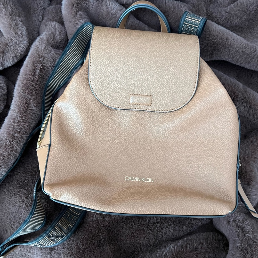 Calvin Klein Tan and Black Backpack